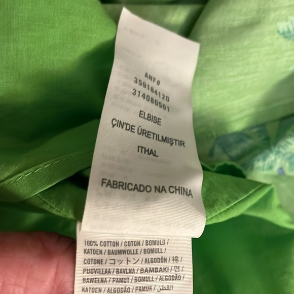 Hollister strapless Hawaiian lime green mini dress with blue flowers. Size Med - Picture 11 of 13